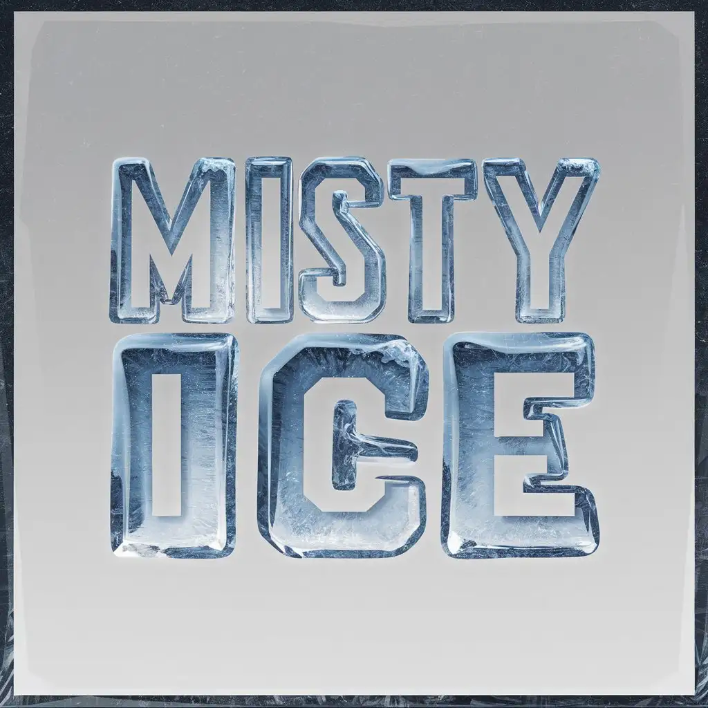 a vector logo design,with the text "Misty Ice", main symbol:letters frozen in ice cubes,Minimalistic,be used in scottish kittens industry,clear background