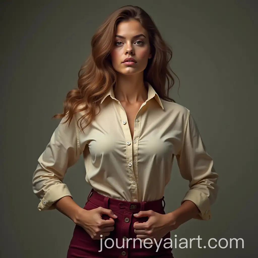 Young-SteroidEnhancedAI-Image-Prompt-Expansion-Bodybuilder-Woman-in-Skirt-and-Buttondown-Shirt