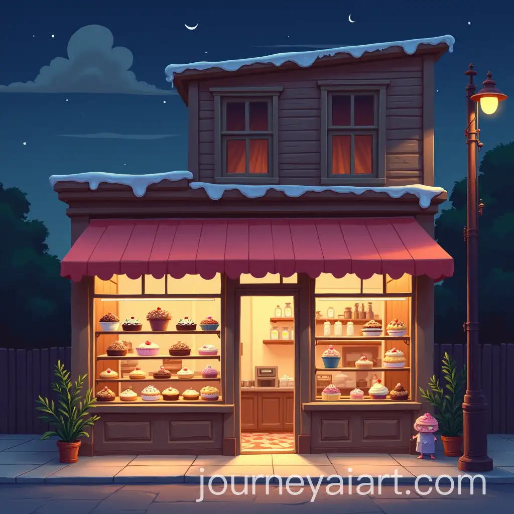 Nighttime-Scene-Inside-a-Cake-Shop-Bakery-in-2D-Cartoon-Style
