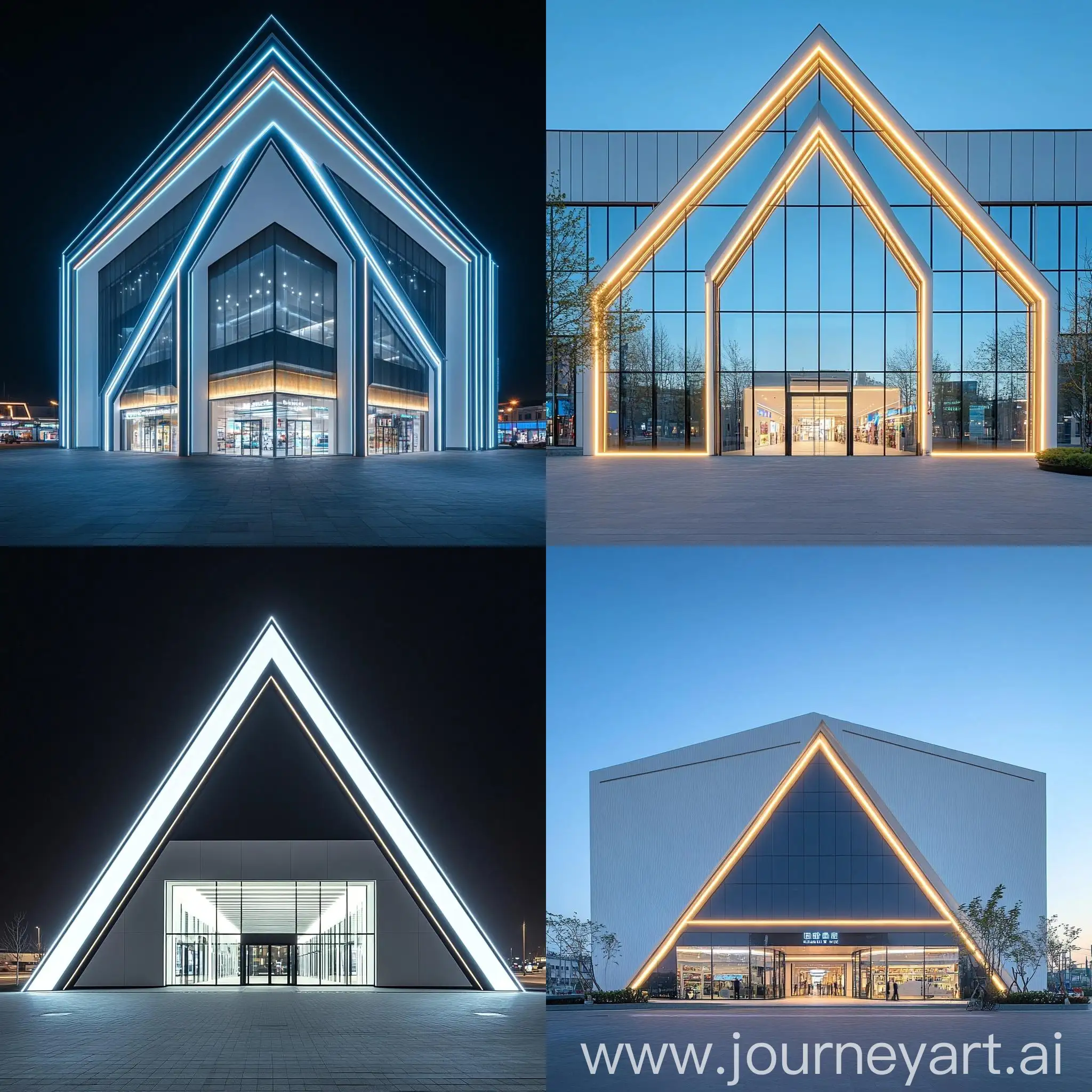 Minimalist-ThreeStory-Shopping-Center-Facade-with-LED-Panels