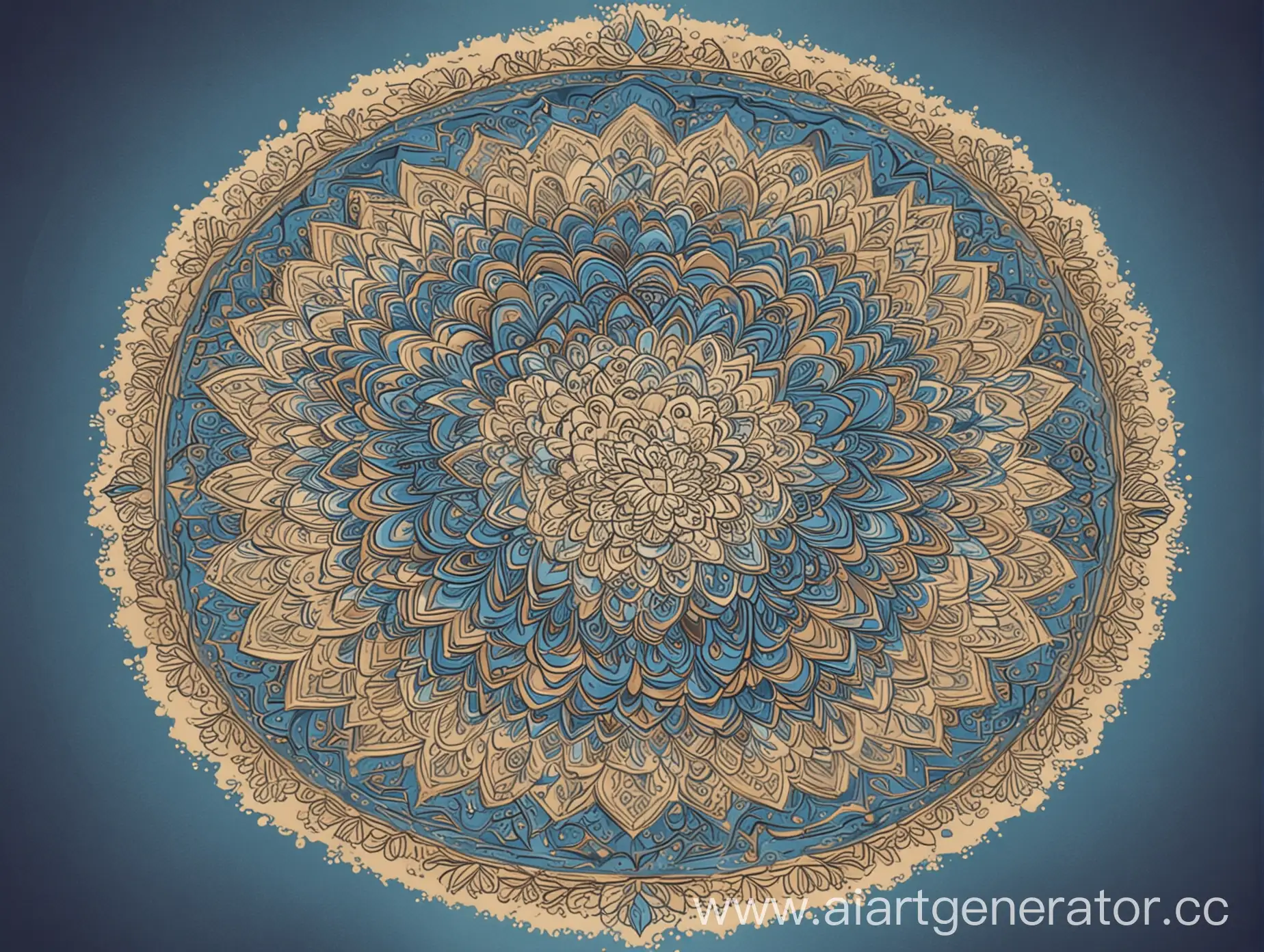 Mandala-Vector-Image-for-Health-and-Happiness-with-Beige-to-Blue-Gradient-Background