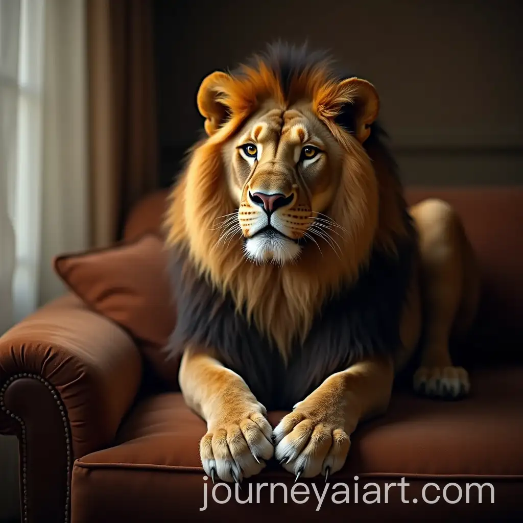 Majestic-Lion-Relaxing-on-a-Luxurious-Couch