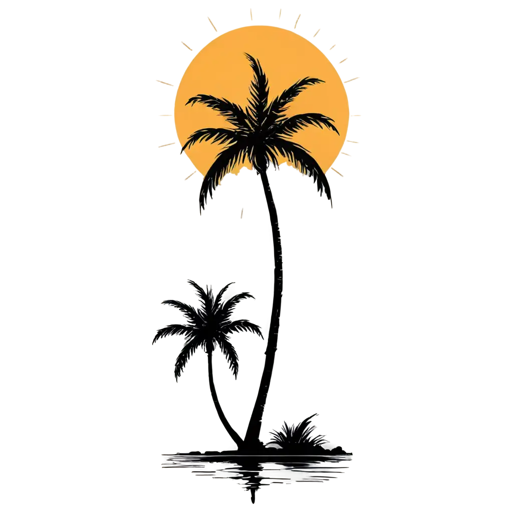 PNG-Palm-Tree-with-Sun-and-Sea-TShirt-Design-Enhancing-Tropical-Vibes