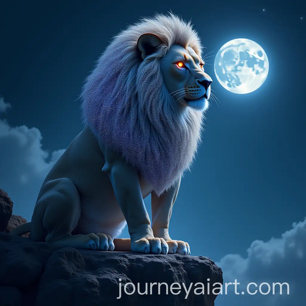 Regal-Lion-with-DiamondEncrusted-Mane-Under-Moonlit-Sky
