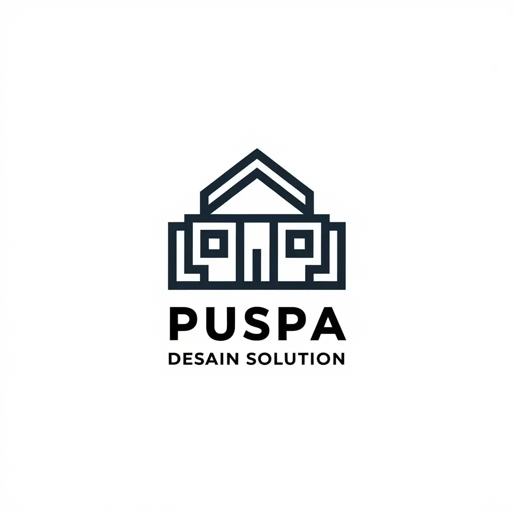 LOGO-Design-For-Puspa-Desain-Solution-Home-Symbol-with-Modern-and-Clear-Background