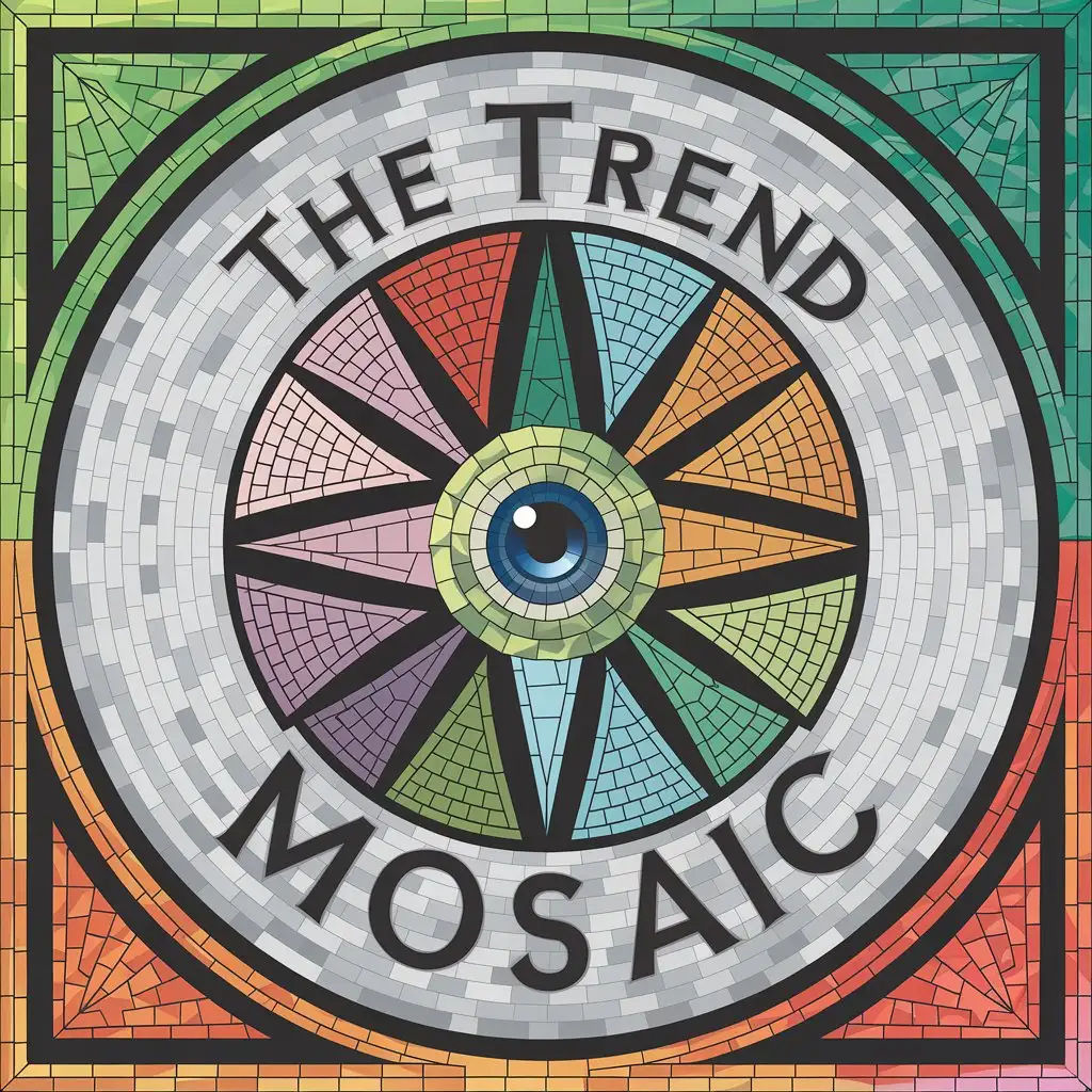 LOGO Design for The Trend Mosaic Realistic Mosaic Circle with Eye at Center and Shiny Colors