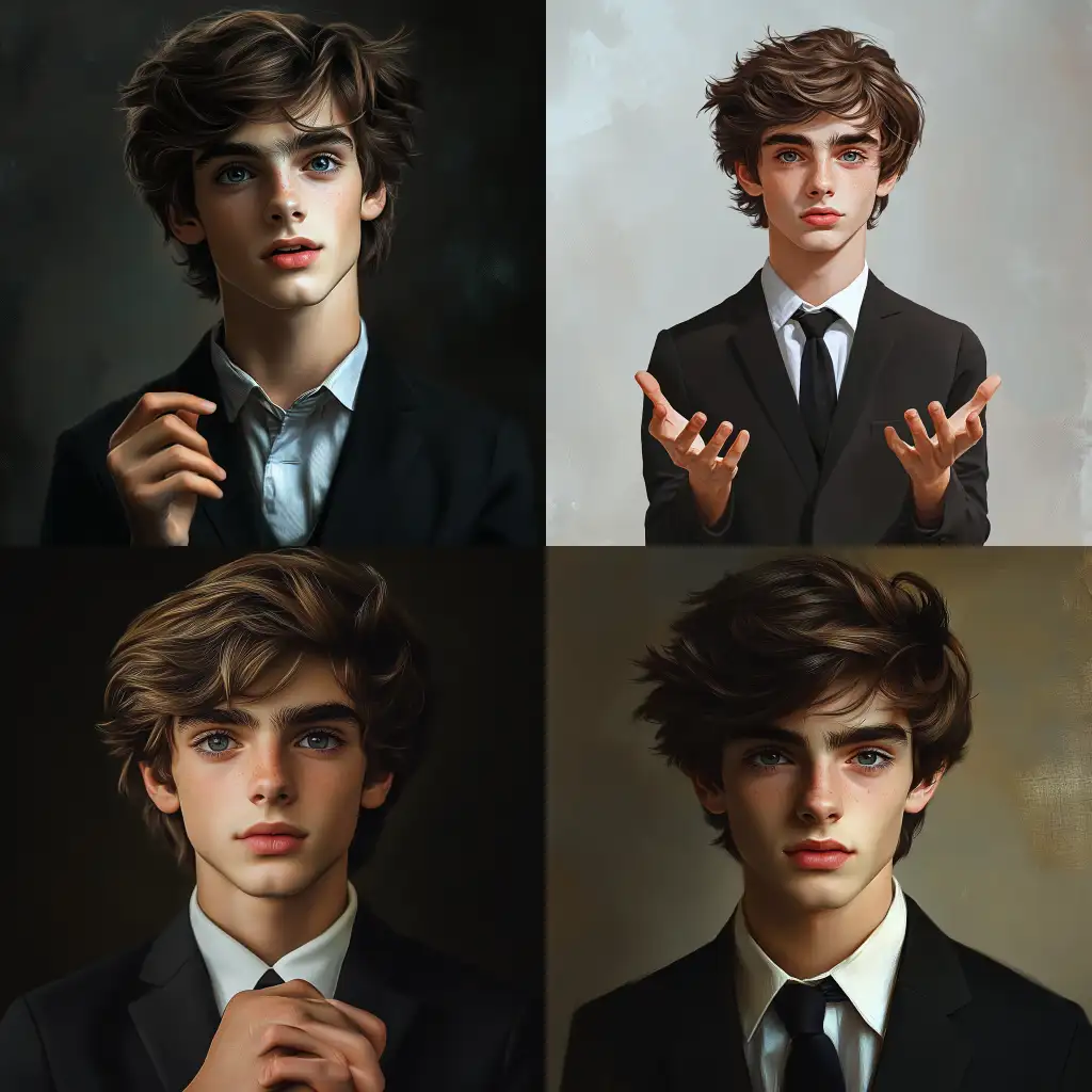 Young-Boy-in-Suit-Engaged-in-Discussion-in-Photorealistic-Style