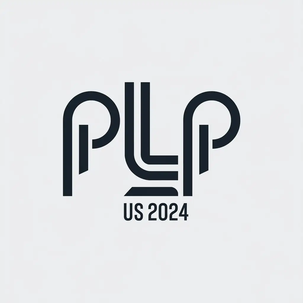 a vector logo design,with the text "PLP US 2024", main symbol:PLP,Minimalistic,clear background