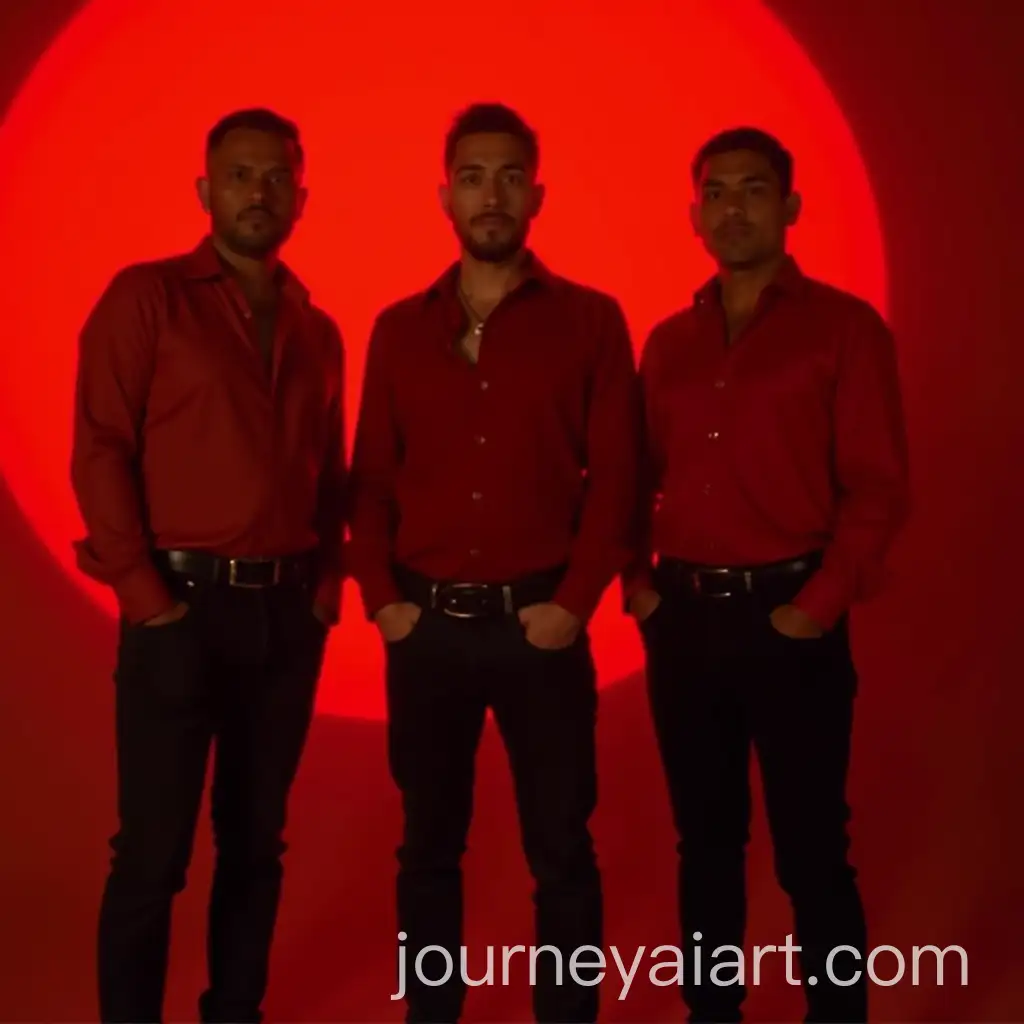 Mexican-Journalists-in-Red-Shirts-and-Jeans-with-Cinematic-Sunset-Lighting