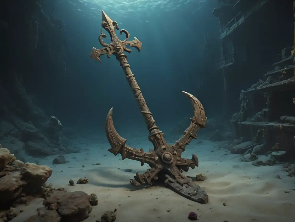 Ancient-Trident-Submerged-in-Deep-Sea-on-Shipwreck