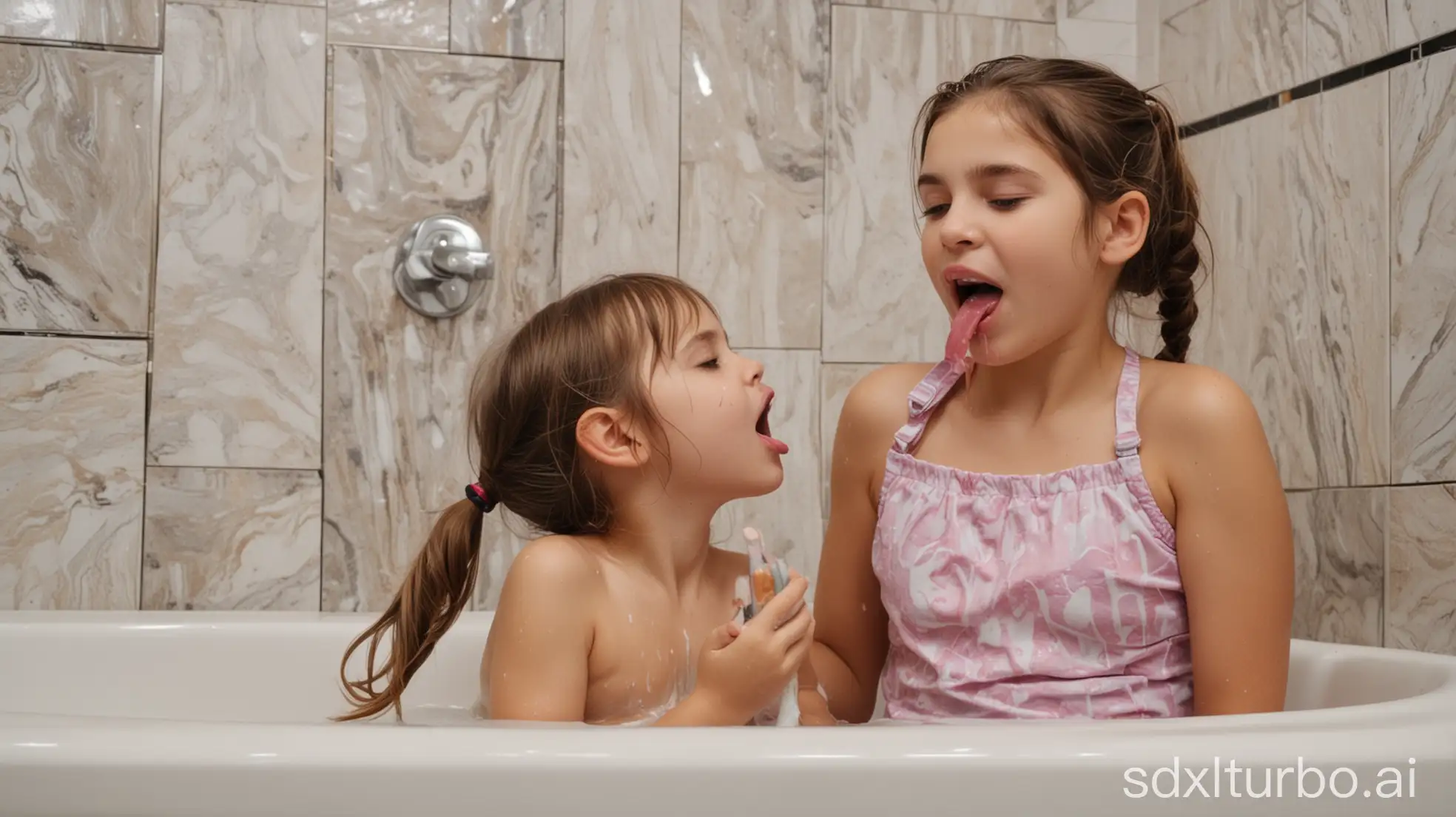 Little-Girls-Washing-Hair-in-Bathtub-with-Mother-and-Soap-Bar