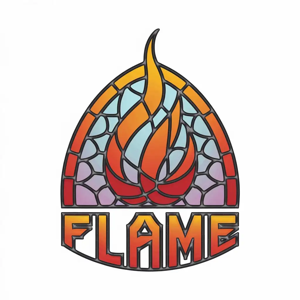 LOGO Design For Flame Stained Glass Orange Symbol for Religious Industry