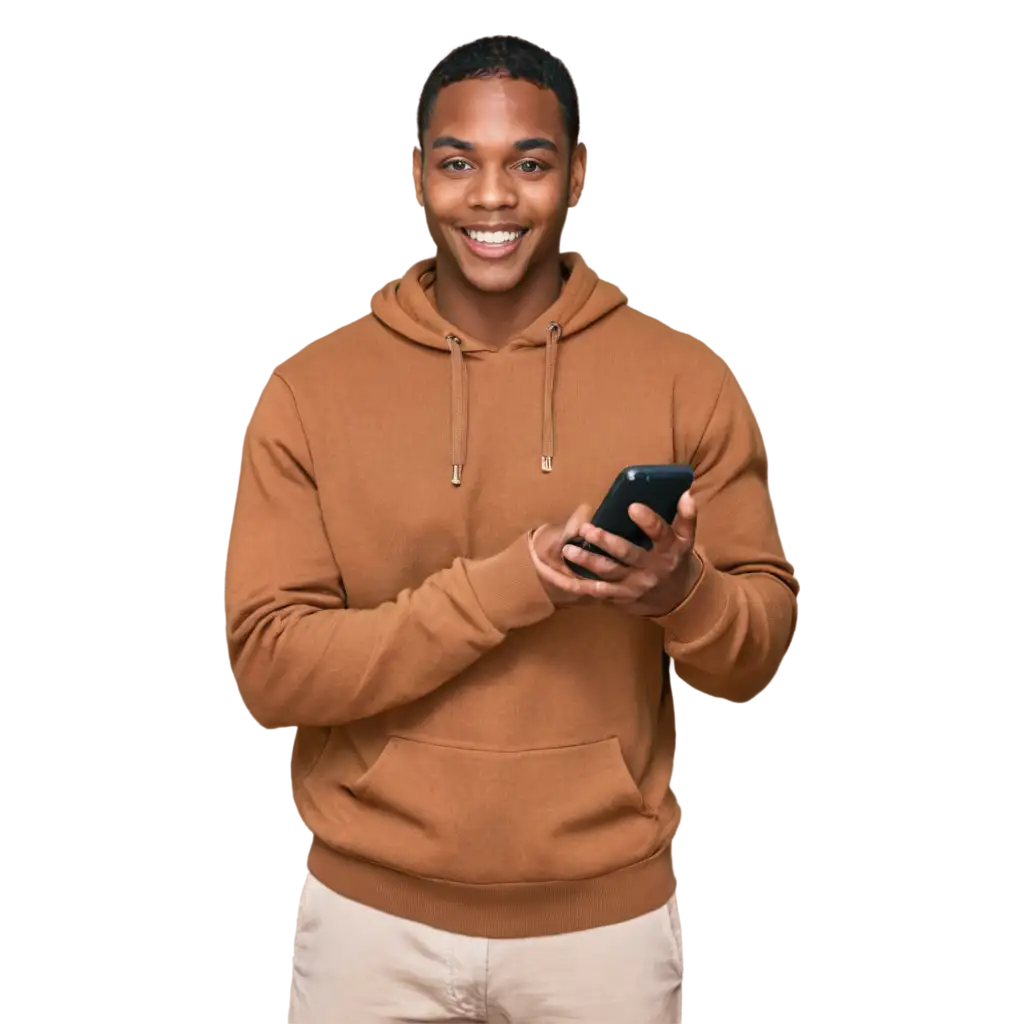 Young-Black-Man-Smiling-with-Cellphone-PNG-Image-Joyful-Portrait-of-Modern-Connectivity