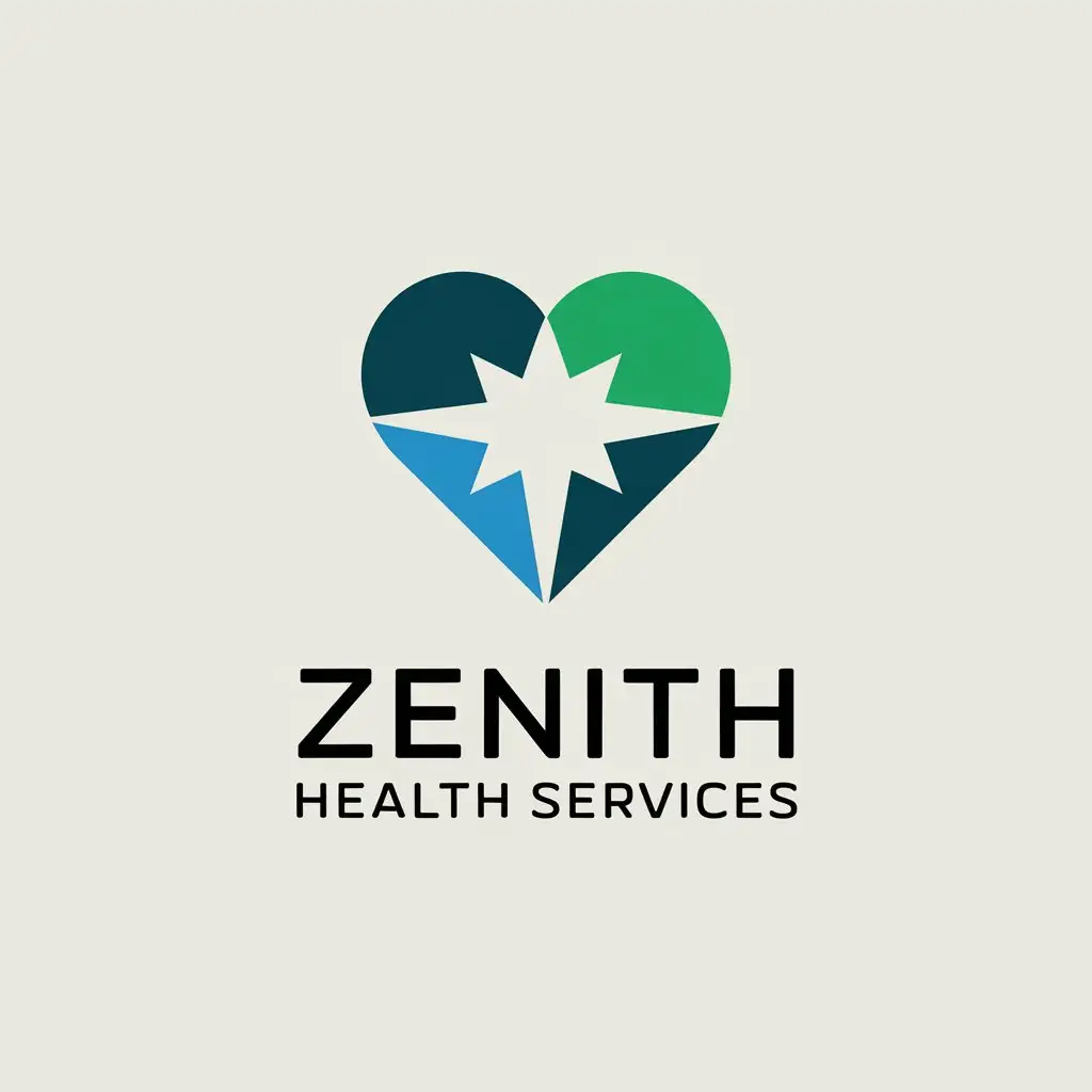 LOGO Design for Zenith Health Services Heart and Star Fusion Symbolizing Compassion and Peak Health