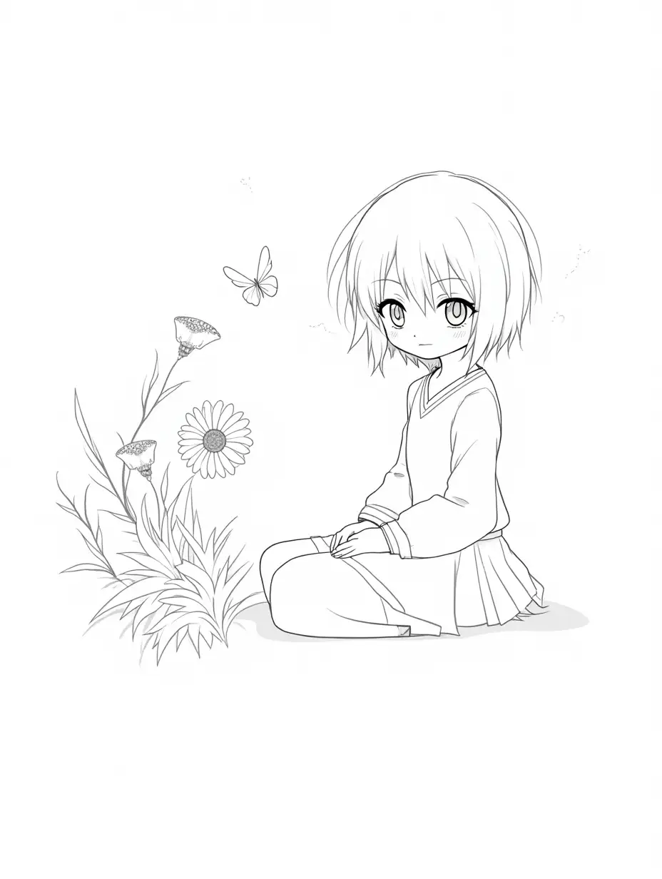 Kanao-Tsuyuri-Surrounded-by-Blooming-Flowers-and-Butterflies
