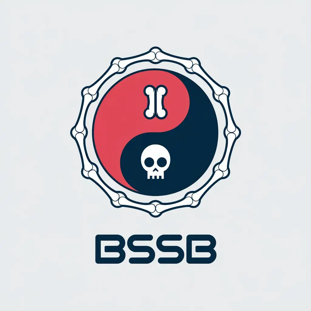 LOGO Design for BSSB Yin Yang Surrounded by Bones on a Clear Background