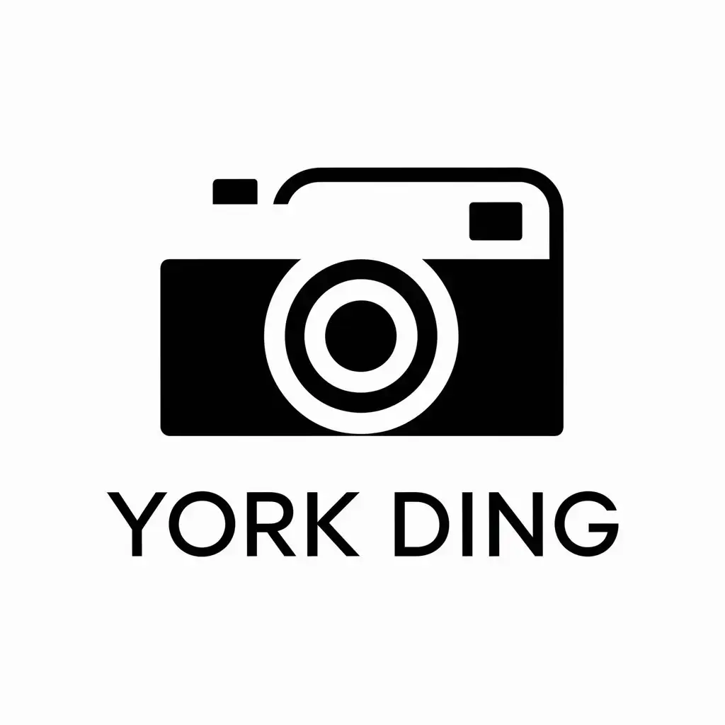 a vector logo design,with the text "York Ding", main symbol:camera, blocks,Minimalistic,clear background