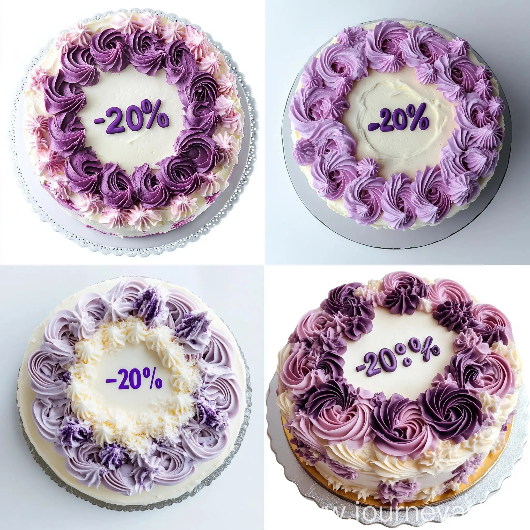 Top-View-Cake-with-20-Discount-Sign-in-White-and-Purple-Colors