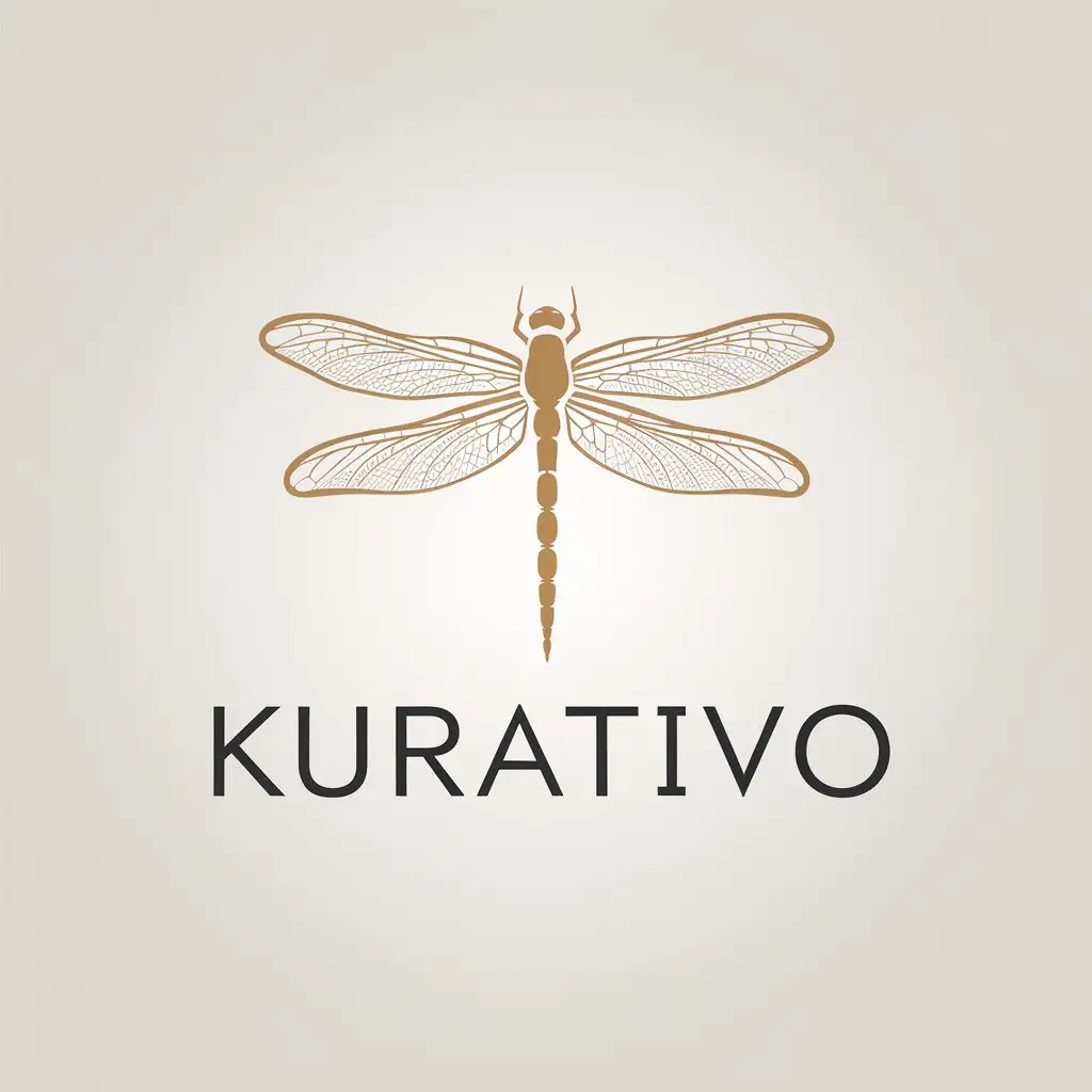 LOGO Design for KURATIVO Minimalistic Dragonfly Symbol for Beauty Spa Industry