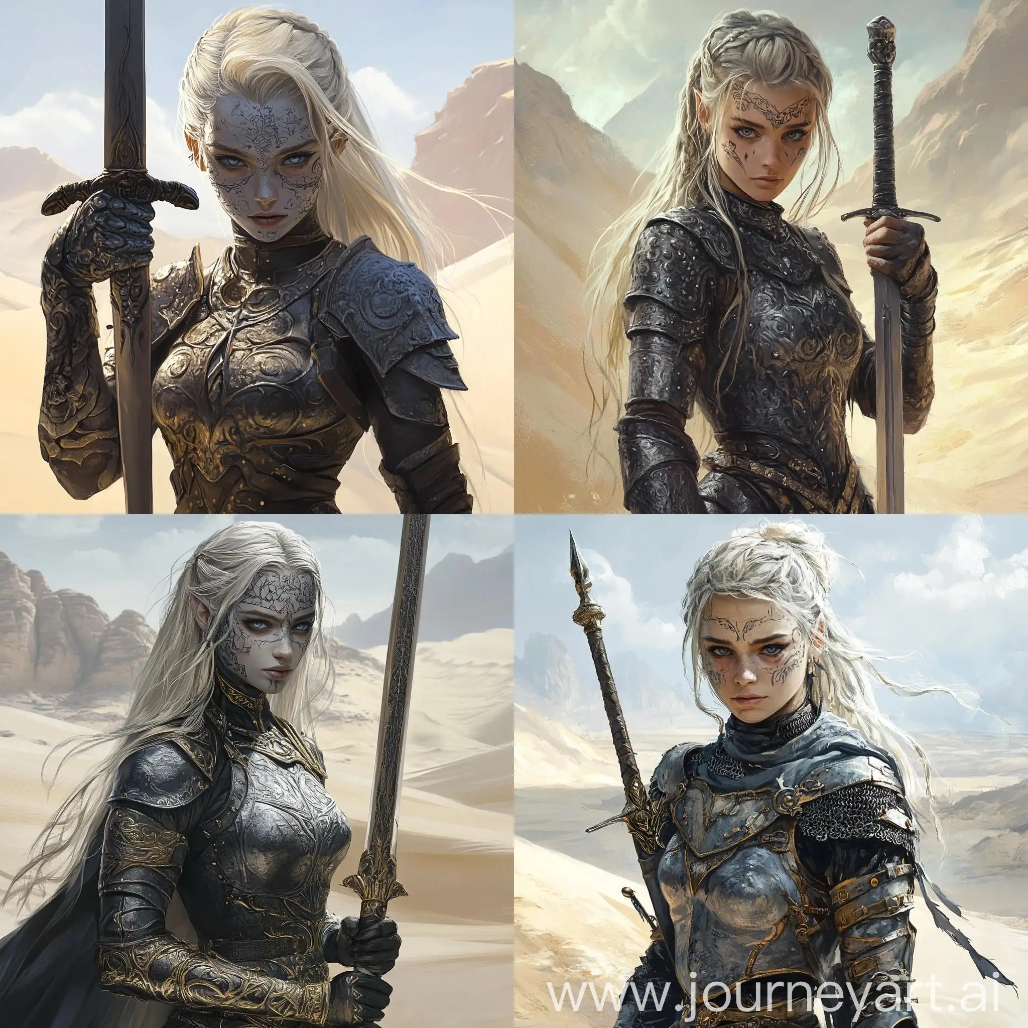 Fantasy-Stone-Girl-Warrior-with-Sword-in-Desert-Landscape