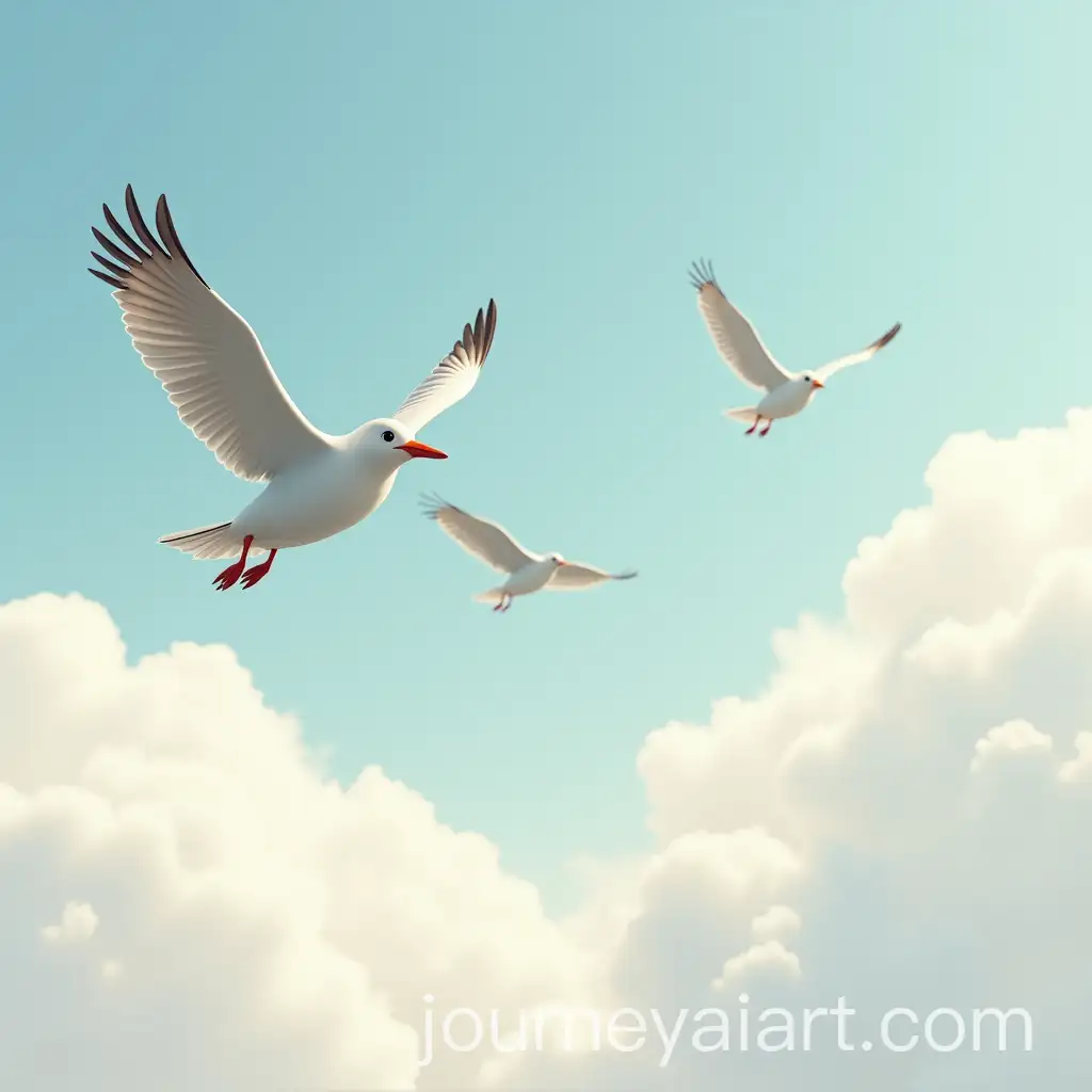 Pixar-Style-Flock-of-Birds-Flying-in-the-Sky