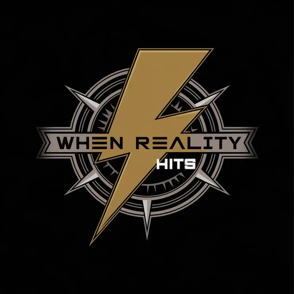 LOGO Design for When Reality Hits Golden Lightning Bolt on Black with White Text for Entertainment Industry