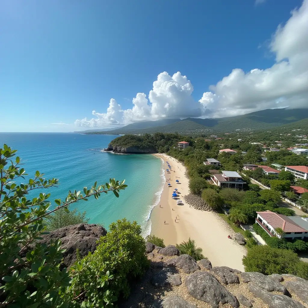 Tropical-Landscape-of-Guadeloupe-with-Lush-Greenery-and-Crystal-Clear-Waters