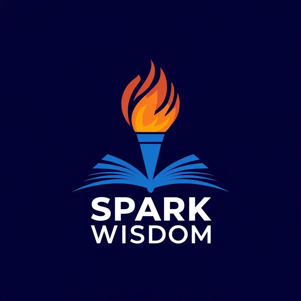 LOGO-Design-For-Spark-Wisdom-Glowing-Torch-and-Open-Book-Symbolizing-Knowledge-and-Illumination