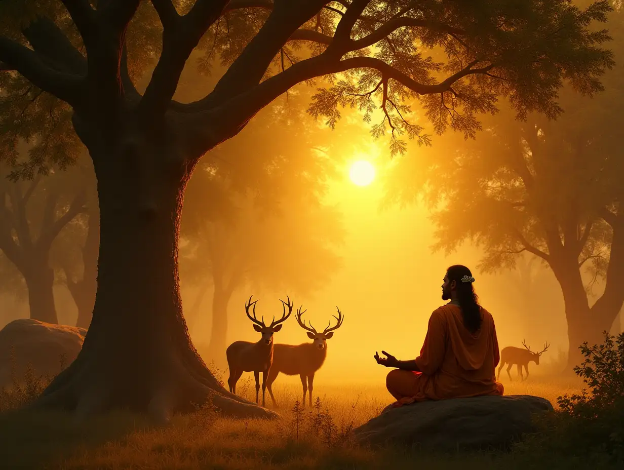 King-Pandu-Meditating-Under-Sacred-Tree-in-the-Mahabharata