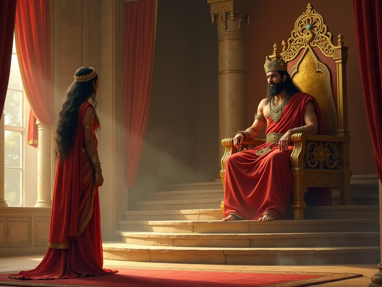 Princess-Amba-Confronting-King-Shalva-in-Royal-Court-from-Mahabharata