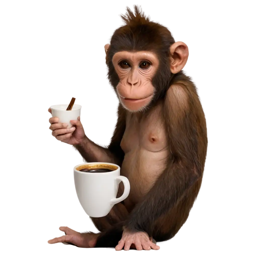 Monkey-and-Coffee-PNG-Image-A-Creative-Blend-of-Primate-Charm-and-Coffee-Culture