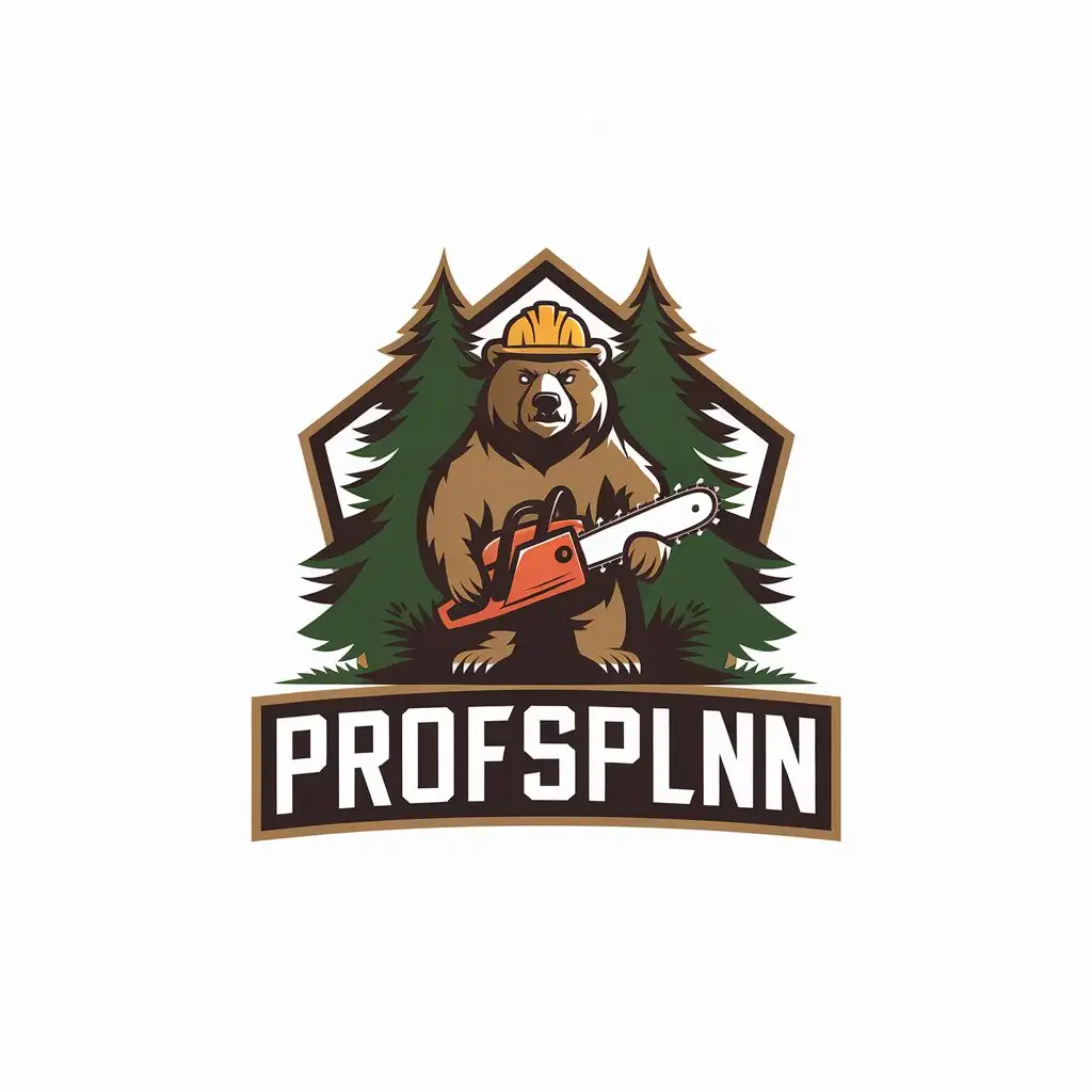 LOGO Design for ProfSpilNN Bear Chainsaw Tree with Construction Industry Theme