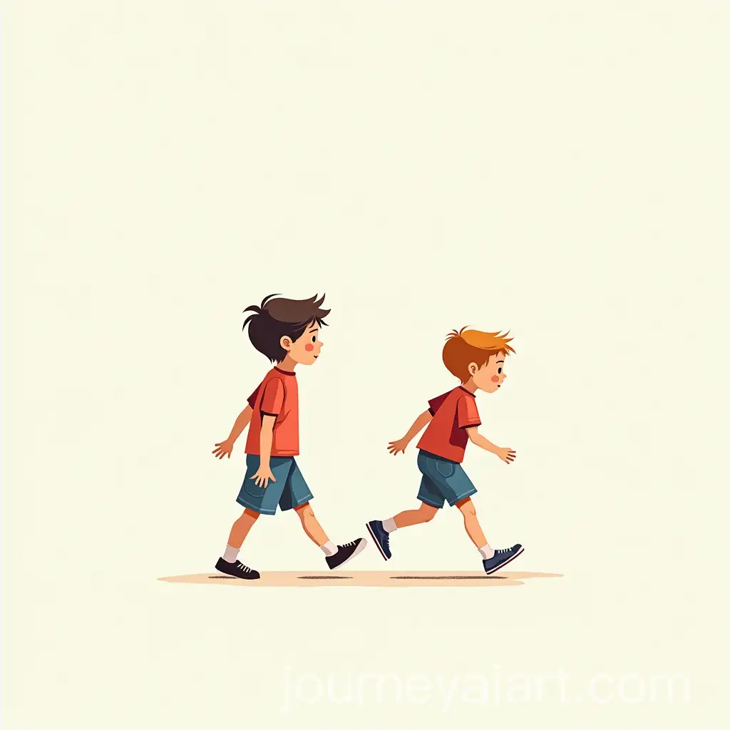 Continuous-Line-Style-Illustration-of-Children-Walking