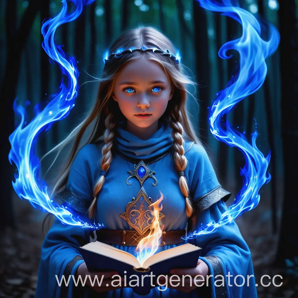 Spirit-Girl-with-Magical-Book-in-Blue-Fire-The-Legend-of-Arthur