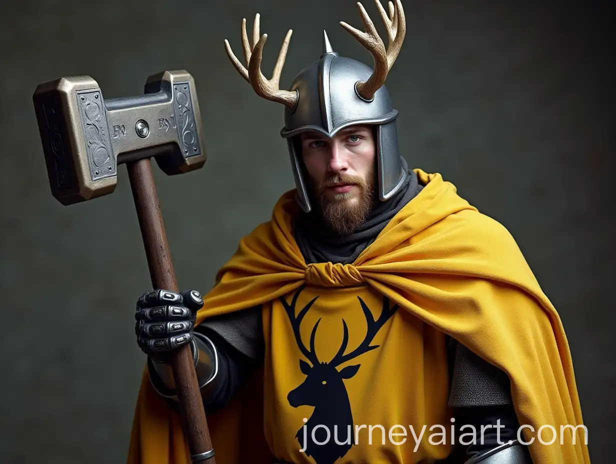 Young-Robert-Baratheon-in-SilverBlack-Armor-with-Warhammer