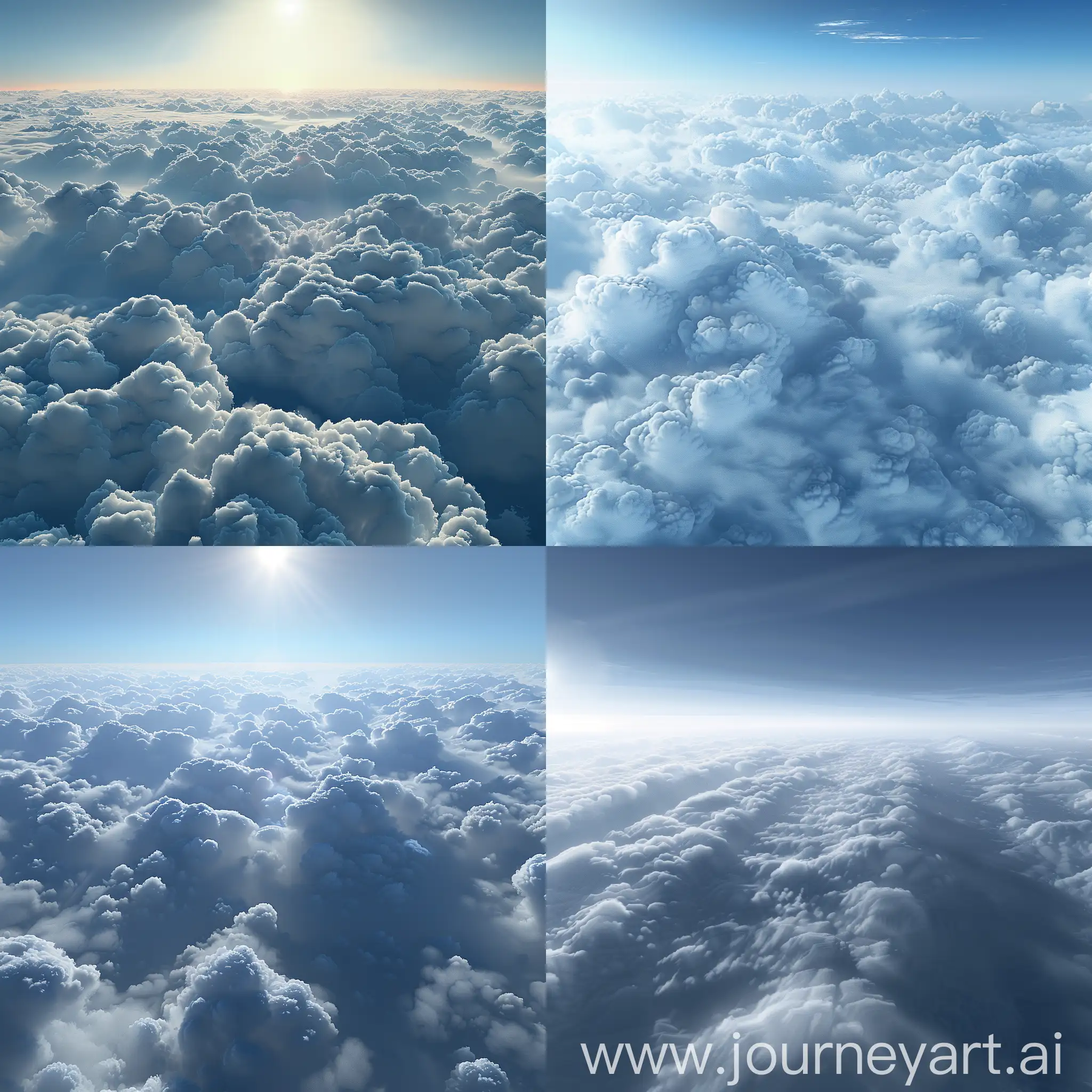 Aerial-View-of-Jet-Airliner-Above-Varied-Cloud-Formations