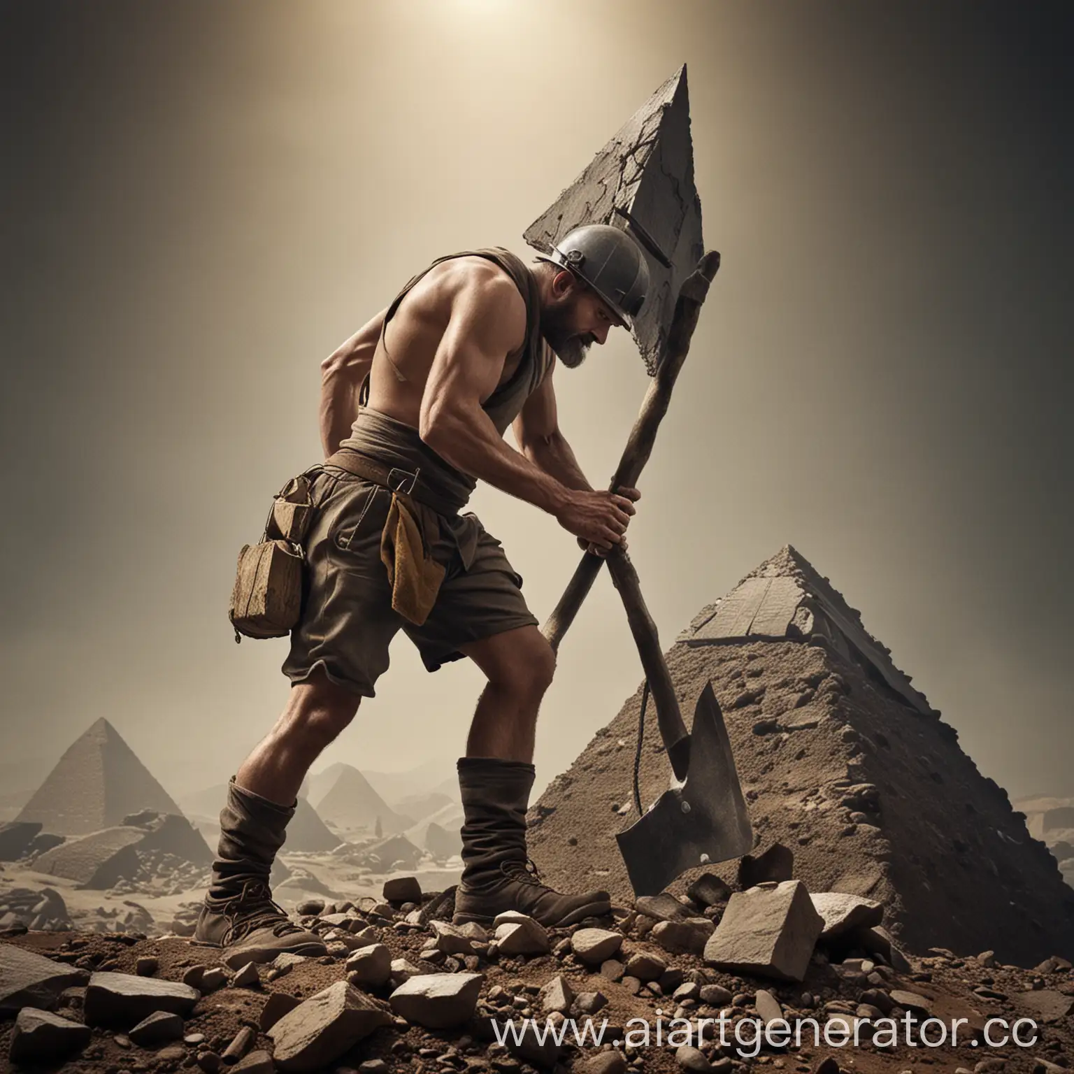 Ancient-Pyramid-Exploration-Miner-with-Pickaxe-in-Archaeological-Dig