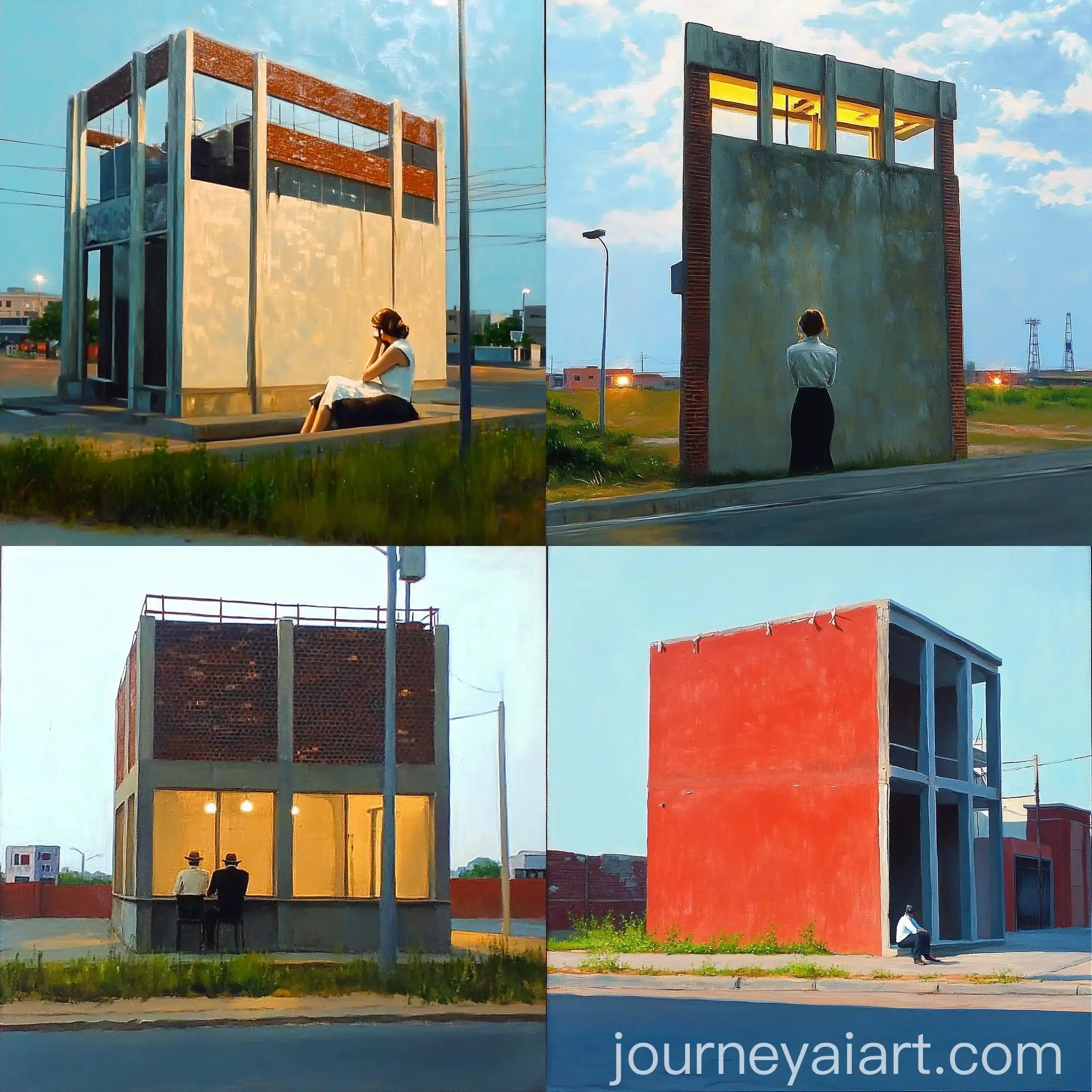 Quiet-Urban-Scene-with-Streetlamp-and-Figures-at-Dusk