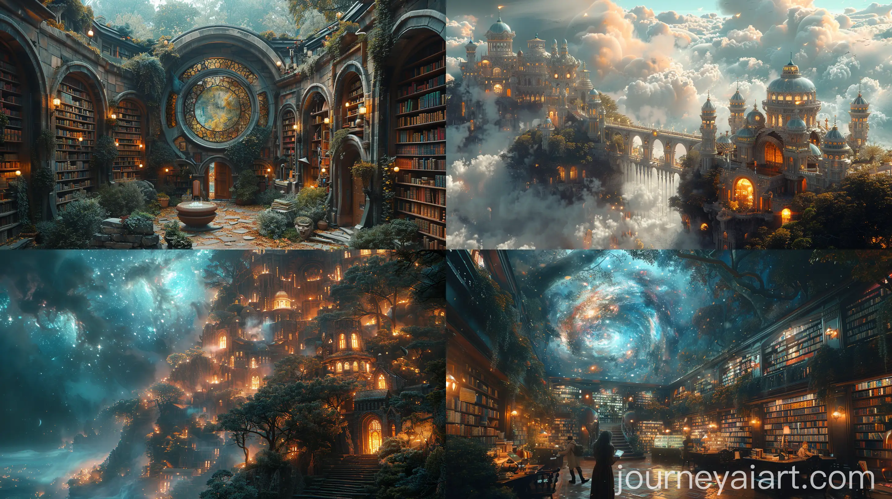 Surreal-Fantasy-Artwork-of-Chaotic-Academia-in-Mystical-Setting
