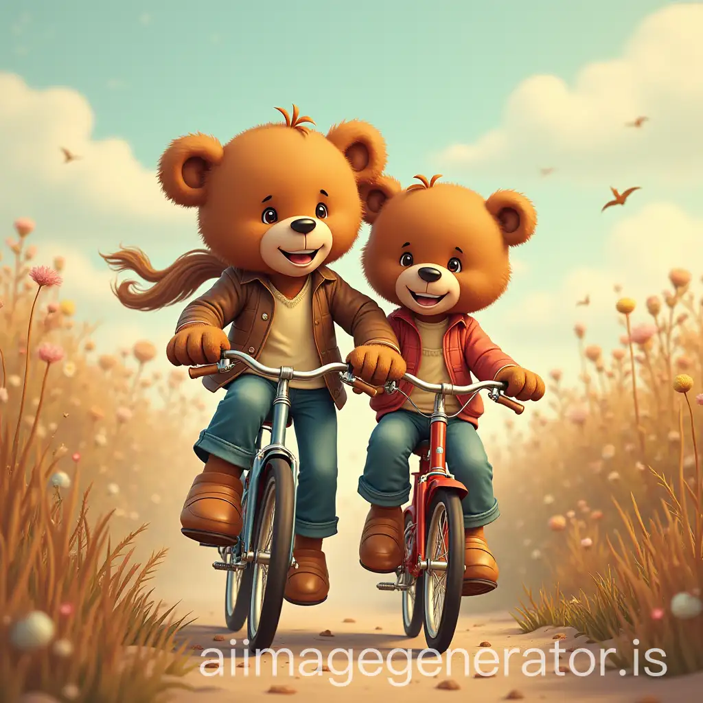 Teddy-Bear-and-Girlfriend-Enjoying-a-Bike-Ride-Together