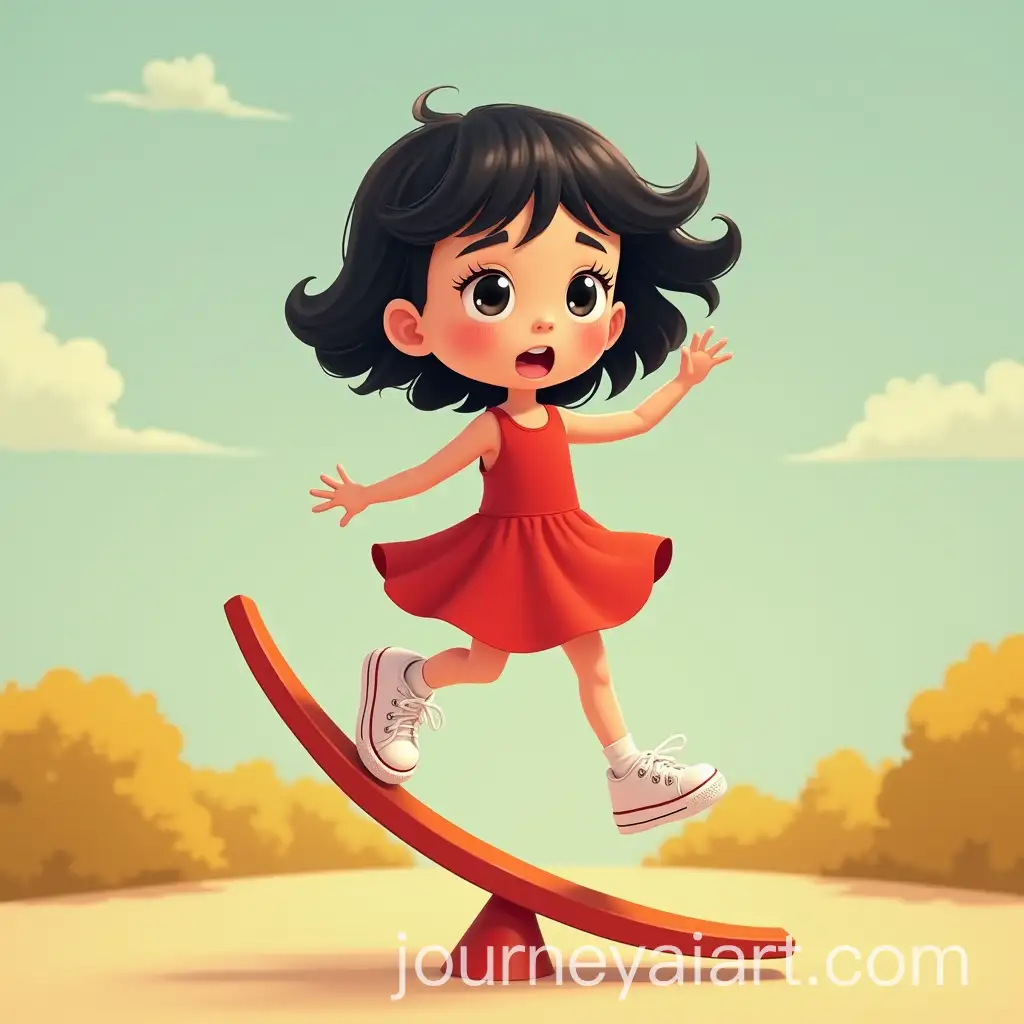 5YearOld-Asian-Girl-in-Red-Dress-Playing-on-a-Seesaw-in-Pixar-Style