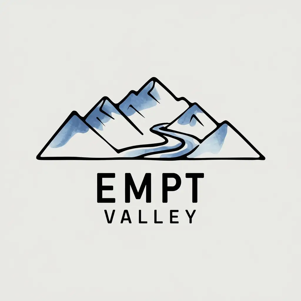 a vector logo design,with the text "empt valley", main symbol:watercolor outlines,Minimalistic,be used in Internet industry,clear background