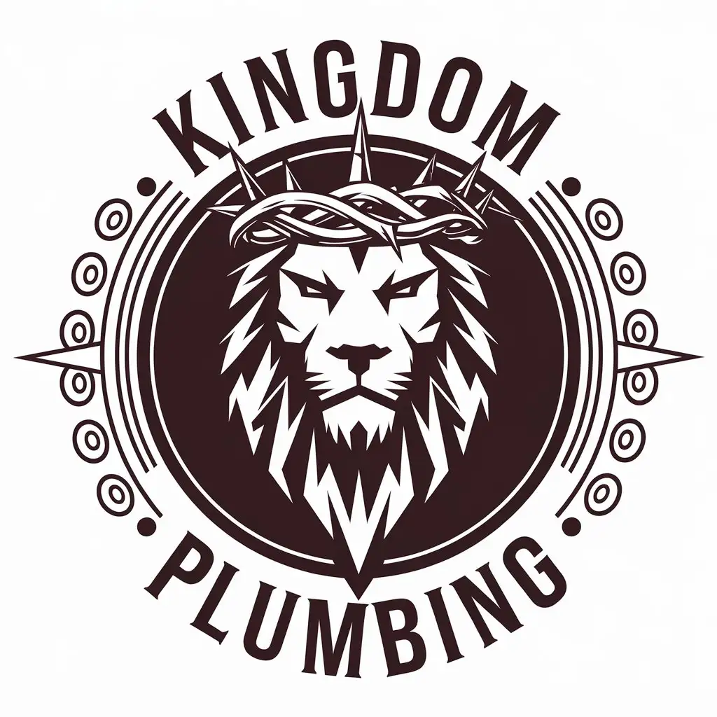 LOGO Design for Kingdom Plumbing Thorn Crown Lion Symbol with Religious Industry Vibe