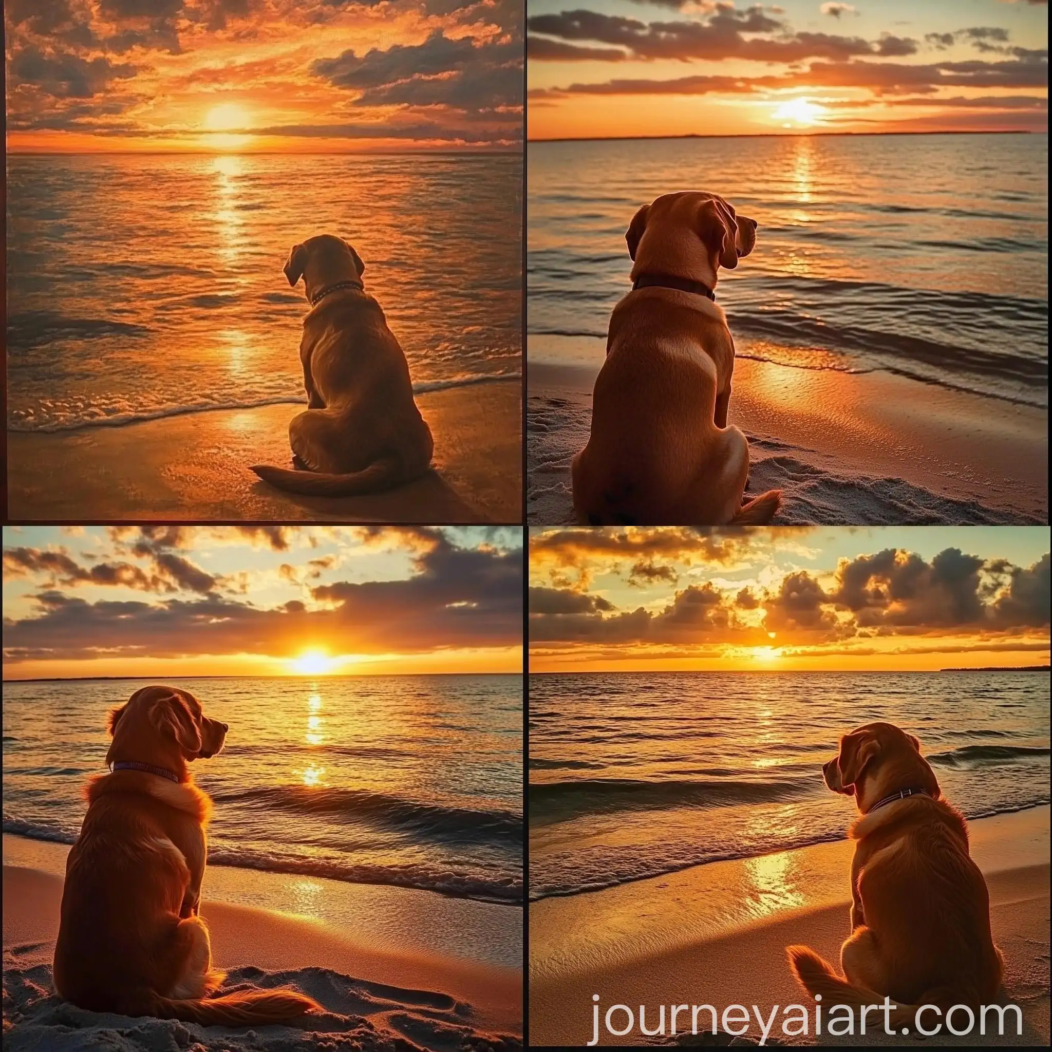Contemplative-Dog-Watching-Sunset-on-Beach