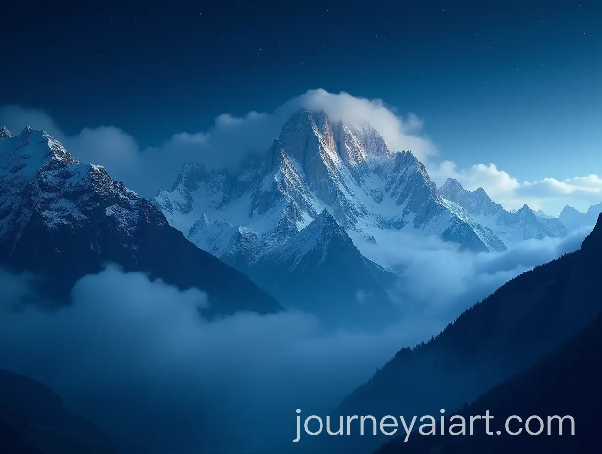 Dramatic-Snowy-Mountain-Range-Under-Starry-Night-Sky
