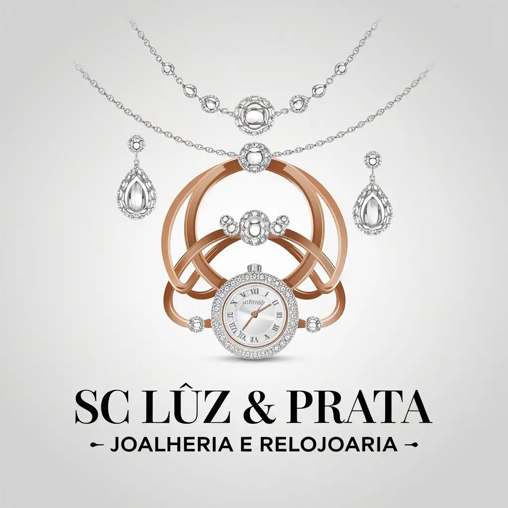 LOGO Design For SC Luz Prata Joalheria e Relojoaria Elegant Jewelry and Watch Theme with Clear Background