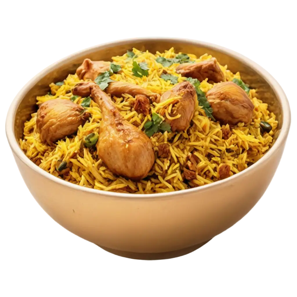 HighQuality-Chicken-Biryani-in-Bowl-PNG-Image-for-Culinary-Projects