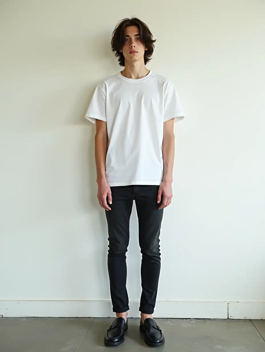 Young-Male-Model-in-Abandoned-Theme-Park-with-White-Wall-Backdrop