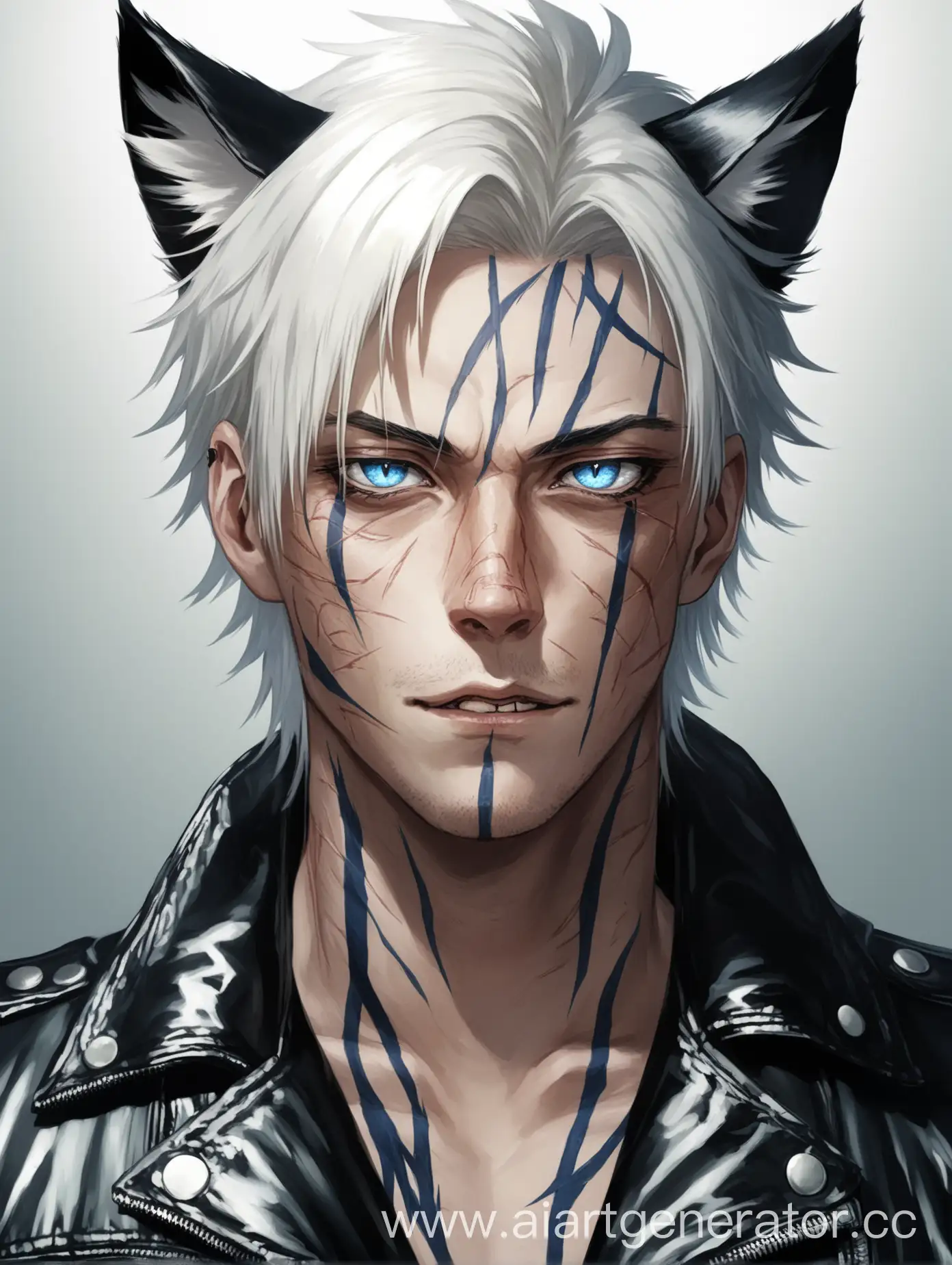 PlatinumHaired-Man-with-Cat-Ears-in-Black-Leather-Jacket