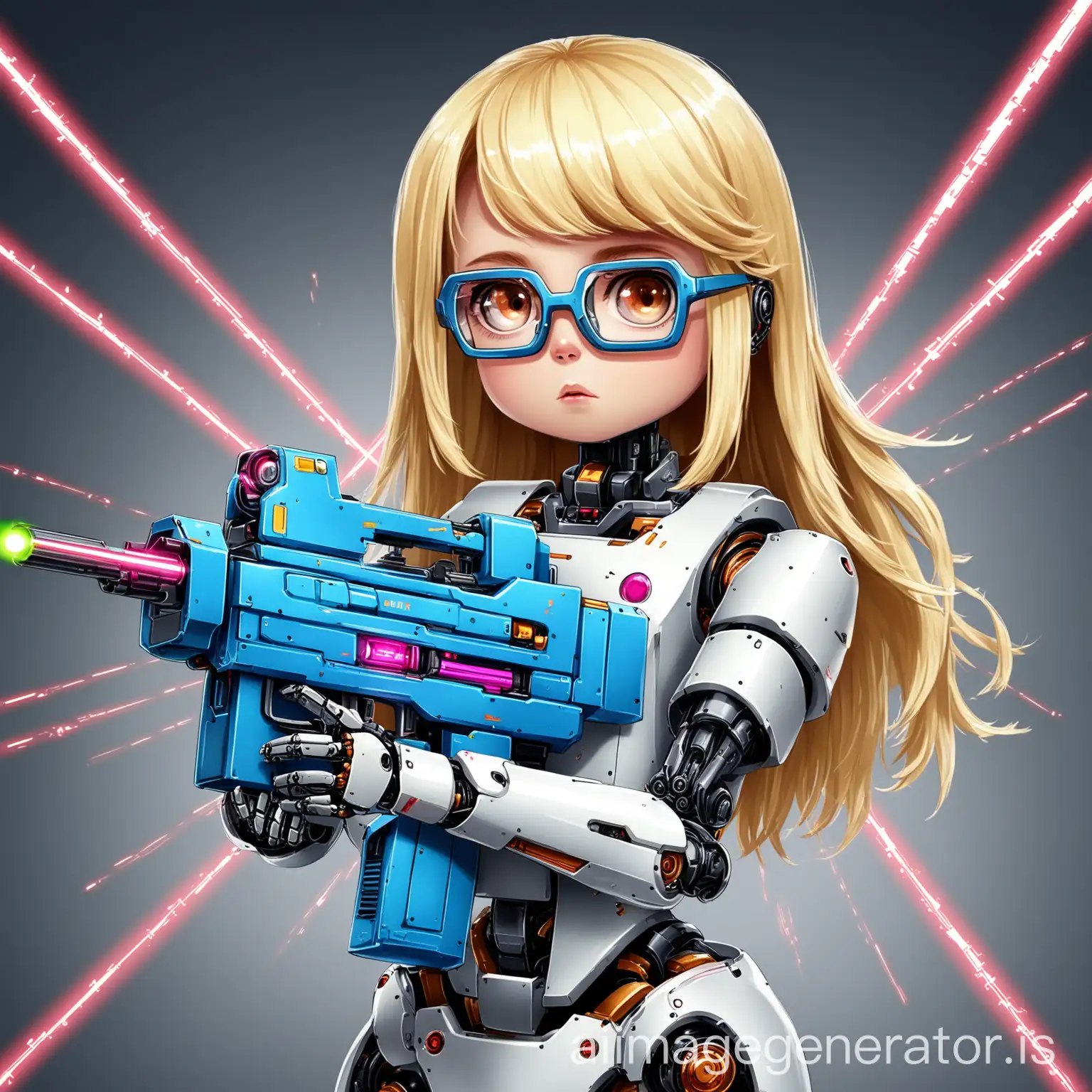 Girl-with-Blonde-Hair-and-Laser-Gun-Half-Robot-Design-with-Glasses